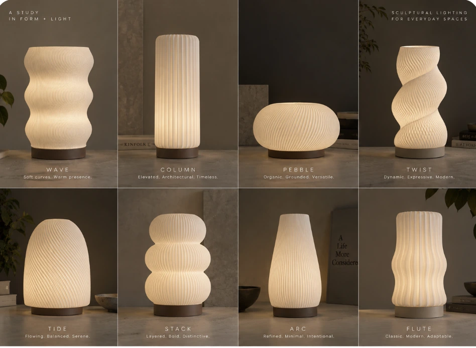Wave lamp shown in the studio collection reference